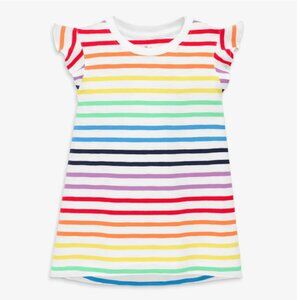 Primary Girls Double Rainbow Stripe Ruffle Muscle Flutter Sleeve Tee Girls Sz 10